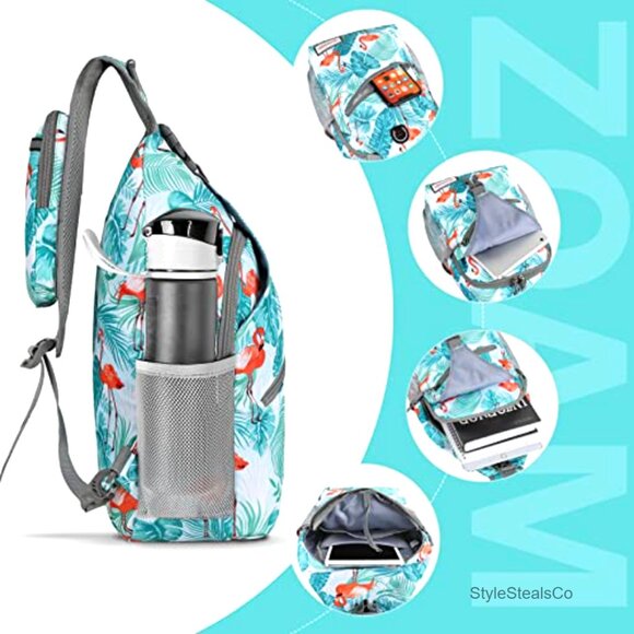 Water Resistant Sling Backpack, Anti-Theft Daypack for Hiking & Travel